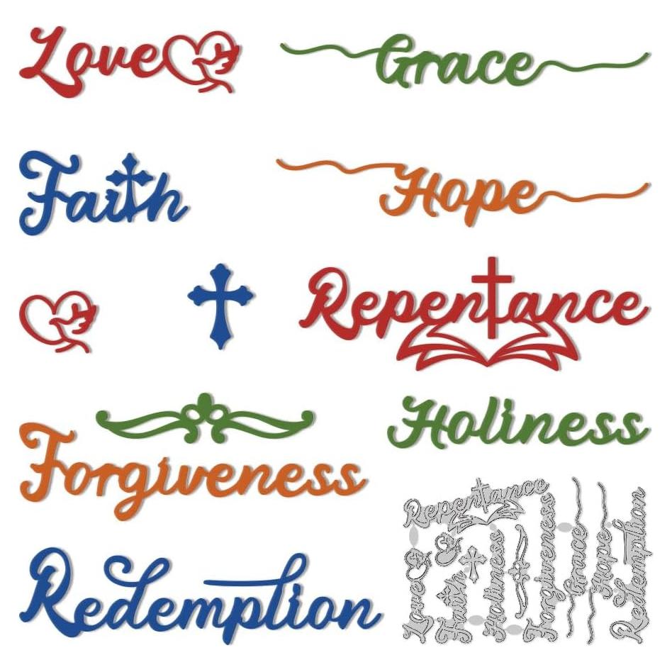 Troqueles de Acero al Carbono DELORIGIN Cruz Letra Bíblica 11x14.5cm