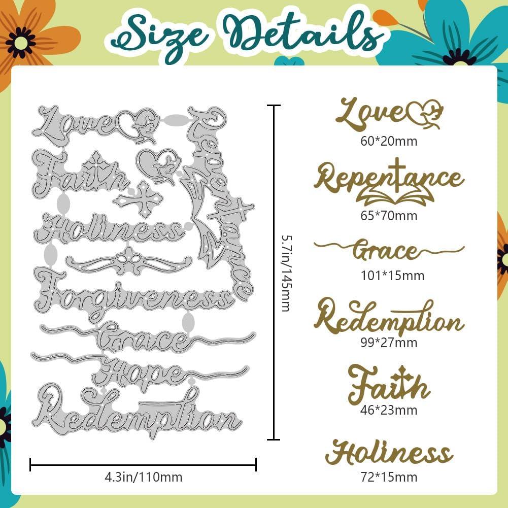 Troqueles de Acero al Carbono DELORIGIN Cruz Letra Bíblica 11x14.5cm