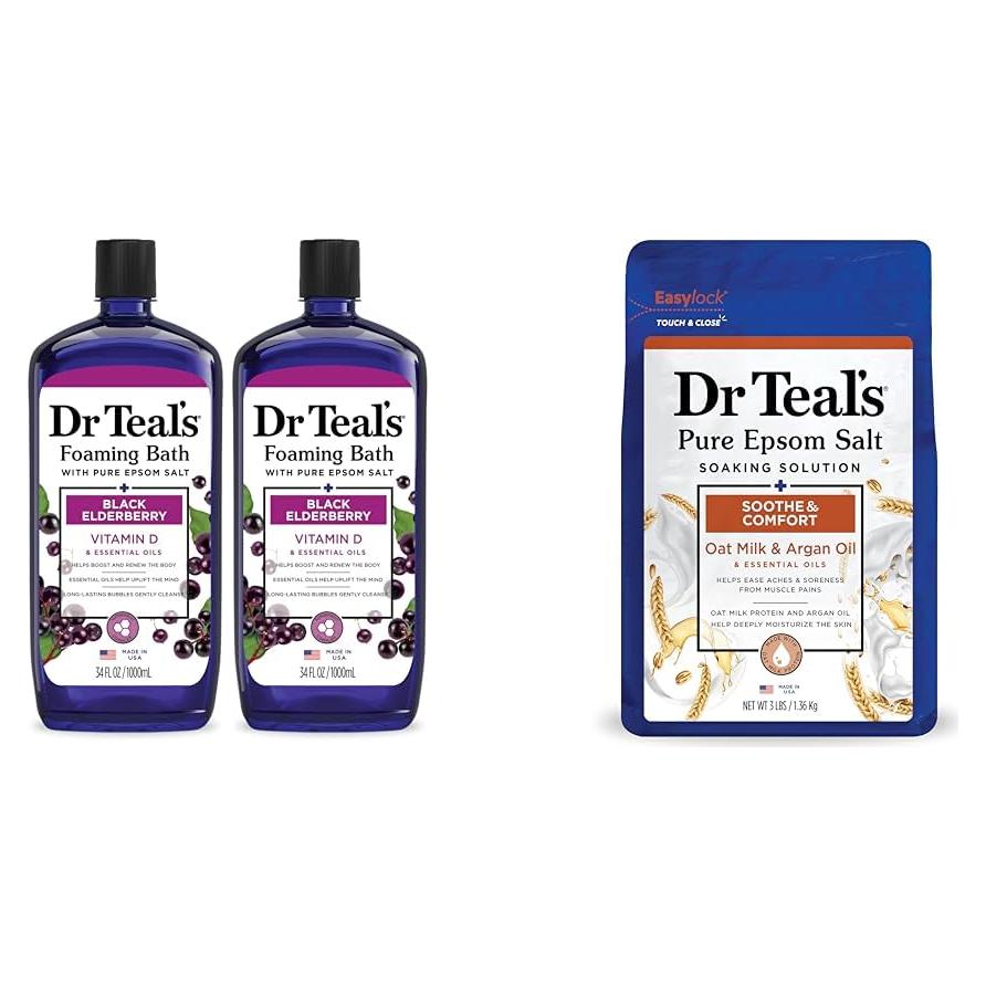 Baño Espumoso Dr Teal's 1008 ml + Remojo Sal Epsom 1.36 kg