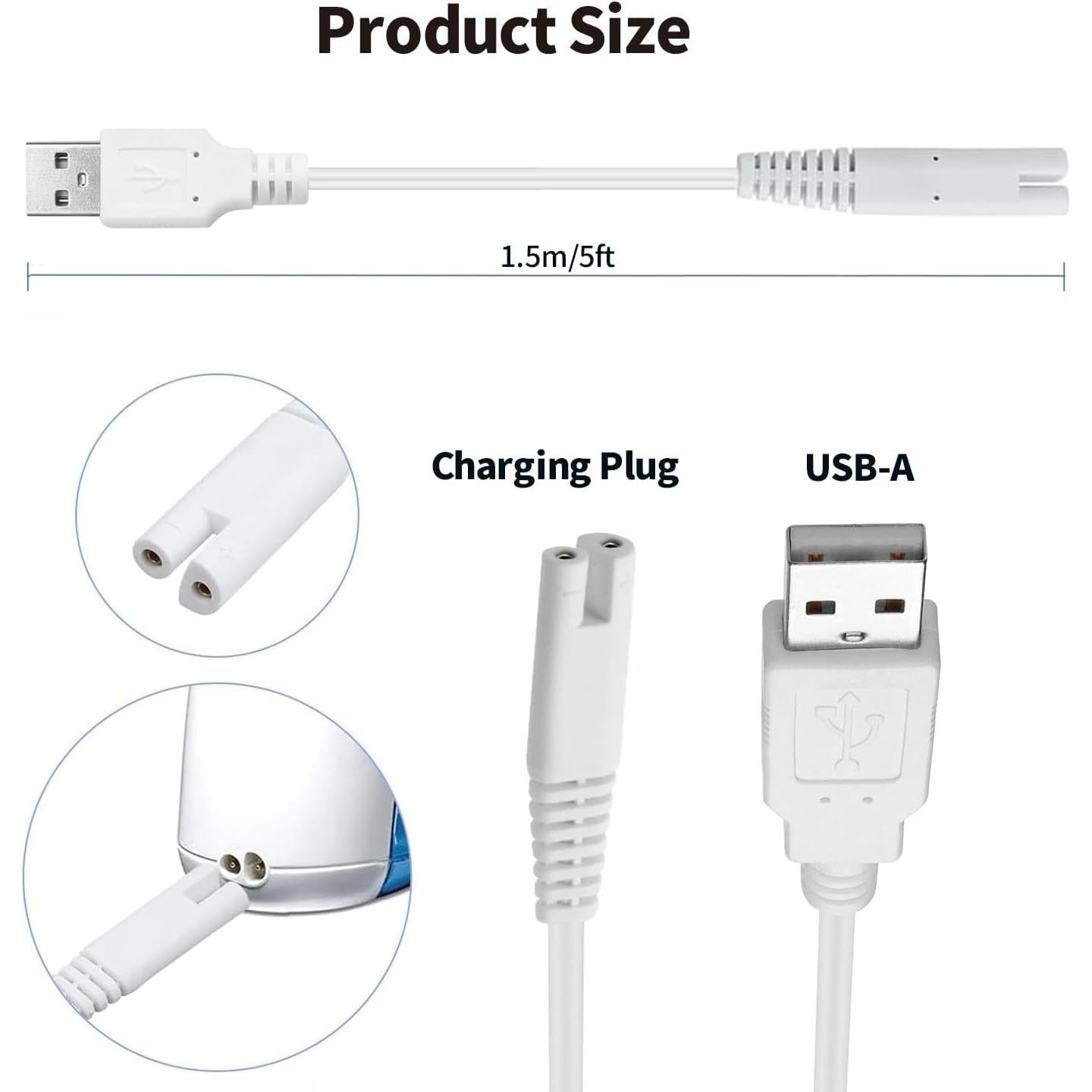 Cable de Carga USB 3V Tonton para Irrigador Dental Waterpik 1.5m