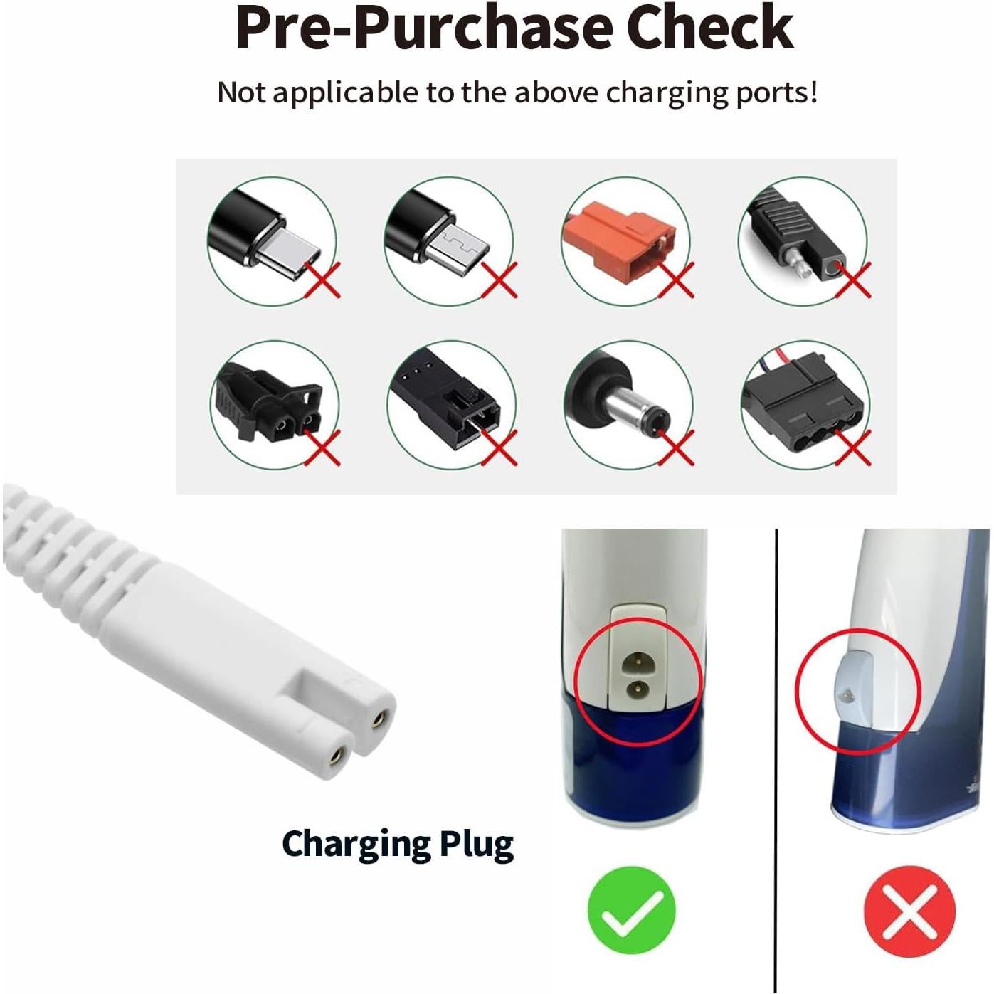Cable de Carga USB 3V Tonton para Irrigador Dental Waterpik 1.5m