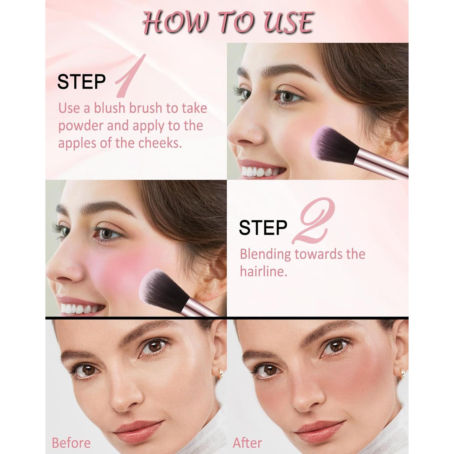 Paleta de Rubor Gradual Rosa con Brillo y Brocha - 4g