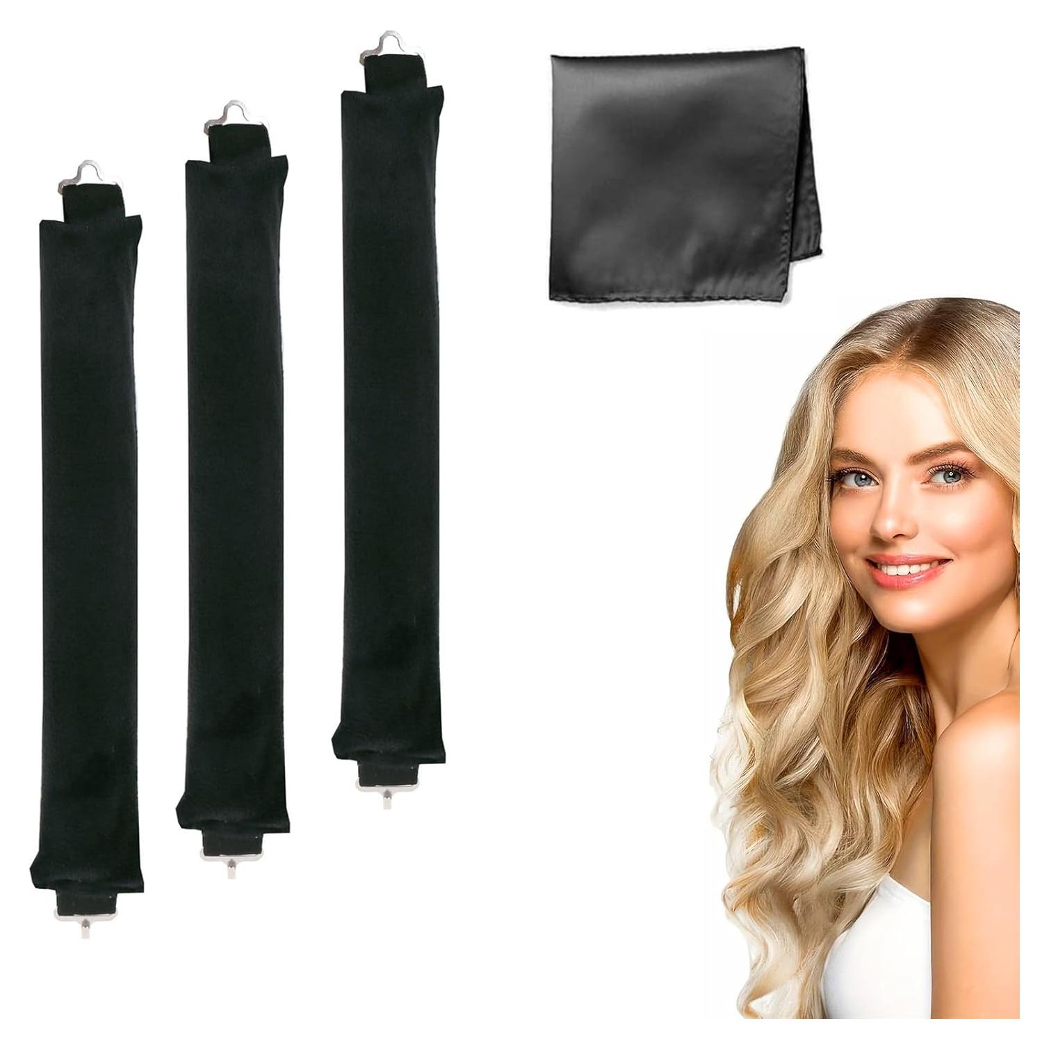 Rizadores de Cabello Sin Calor Grasling Jumbo Negro Mediano