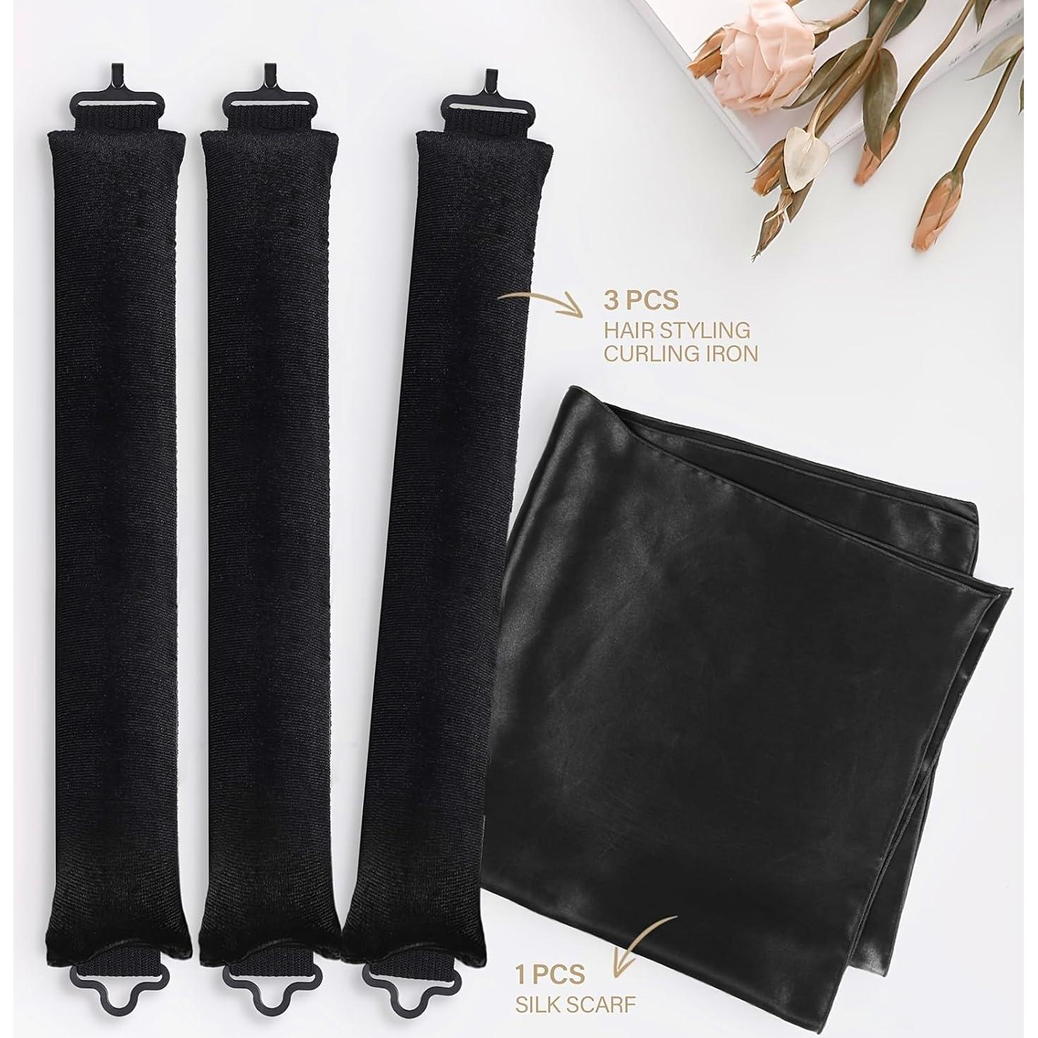 Rizadores de Cabello Sin Calor Grasling Jumbo Negro Mediano