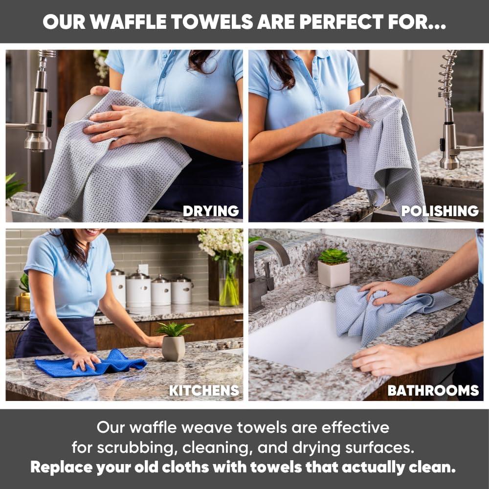 Toallas de Cocina Microfibra Waffle Azul 16x24 cm - 6 Paquete