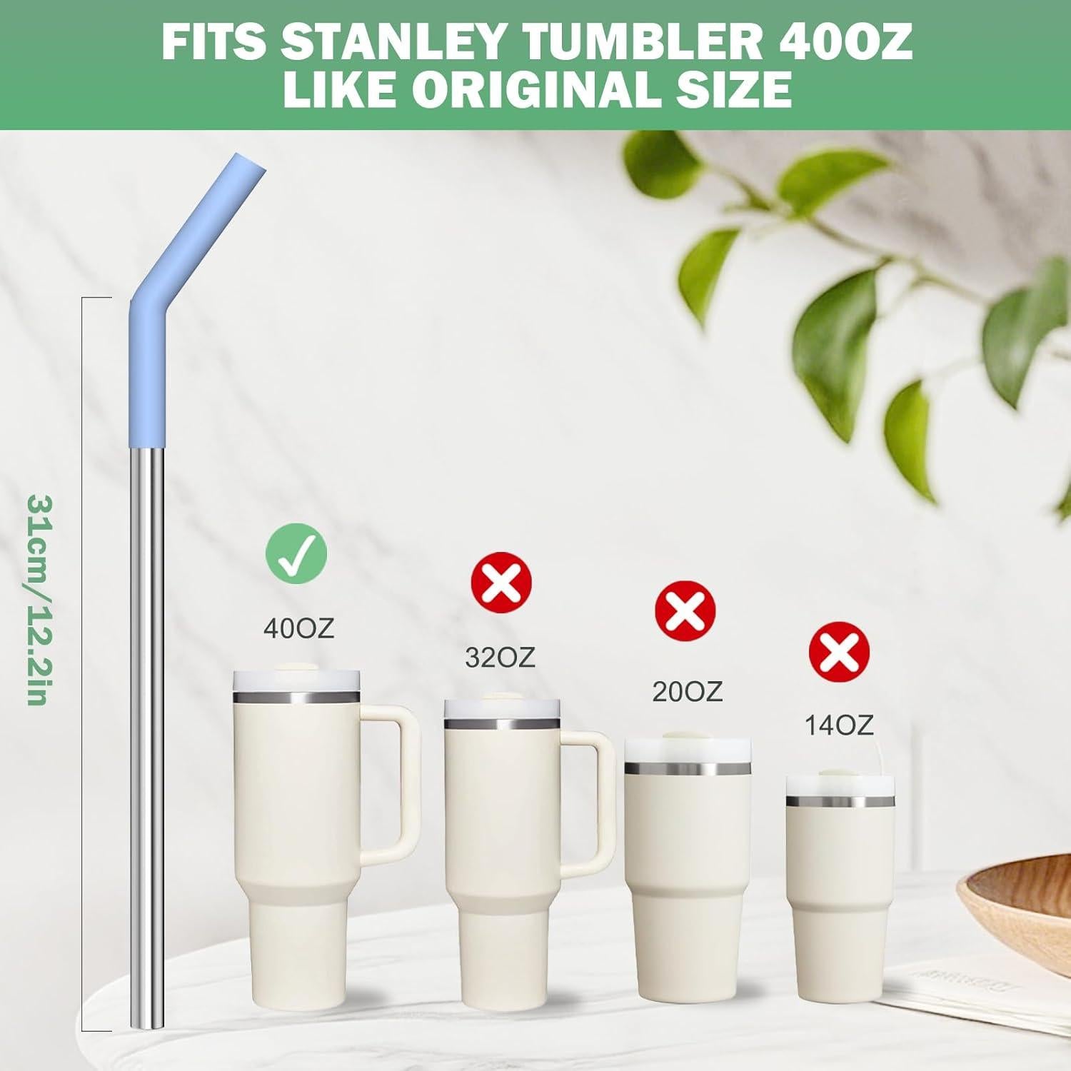 Pajitas Reutilizables HEYSKAY 3pcs Acero Inoxidable para Taza Stanley