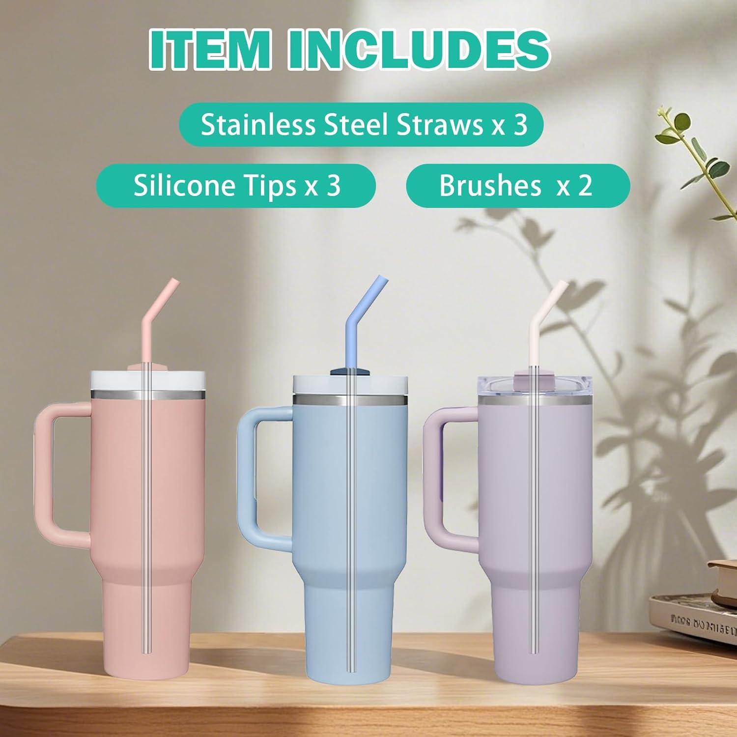 Pajitas Reutilizables HEYSKAY 3pcs Acero Inoxidable para Taza Stanley