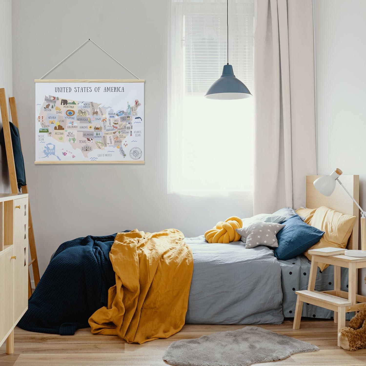 Póster Mapa de EE. UU. Bordado Bon et Beau 81x61 cm