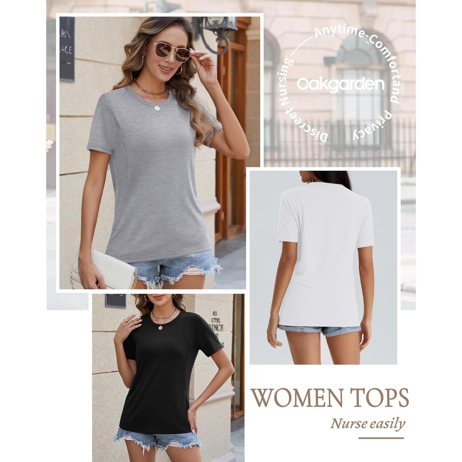 Paquete de 4 Camisetas de Lactancia Oakgarden - Manga Corta