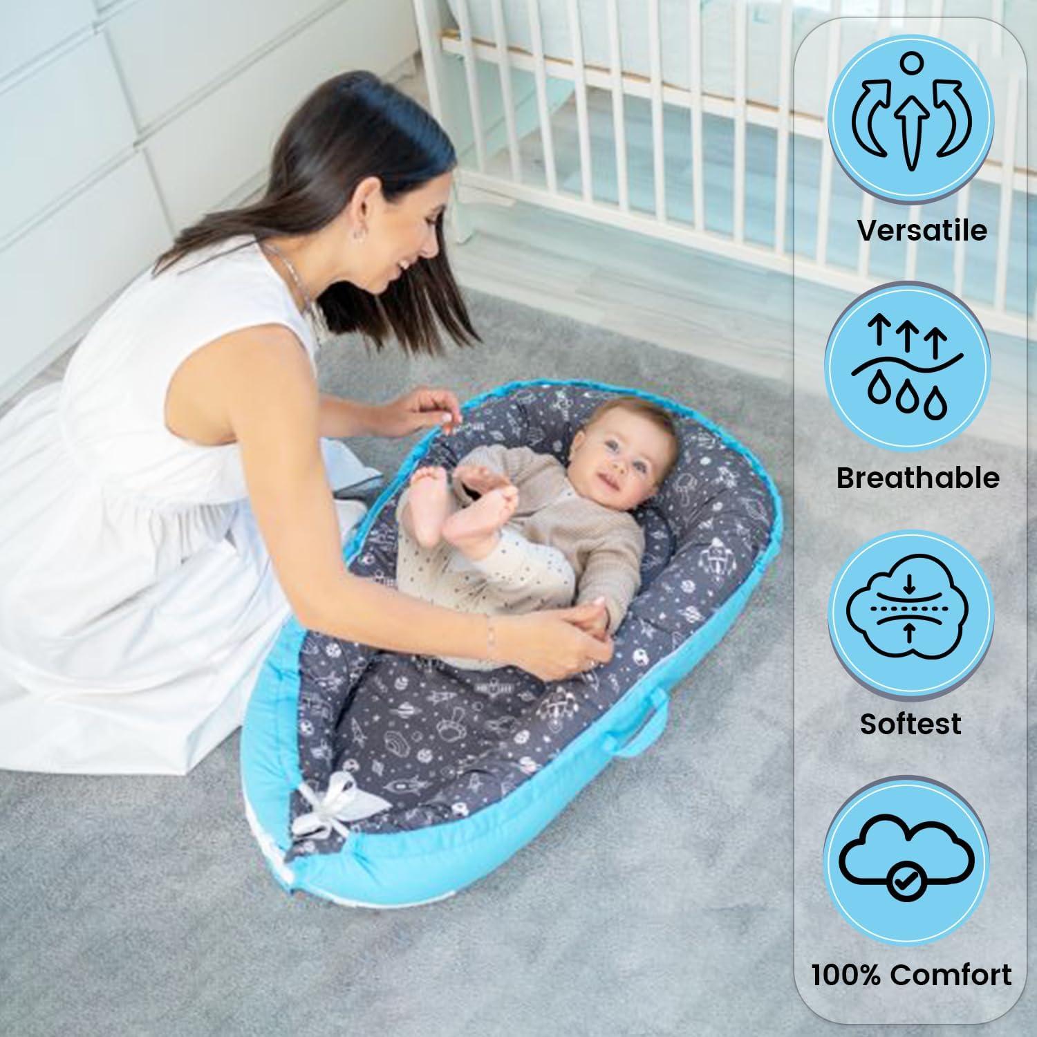 Cuna para Bebés Beeezy Buddies Azul/Gris 0-24 Meses Portátil