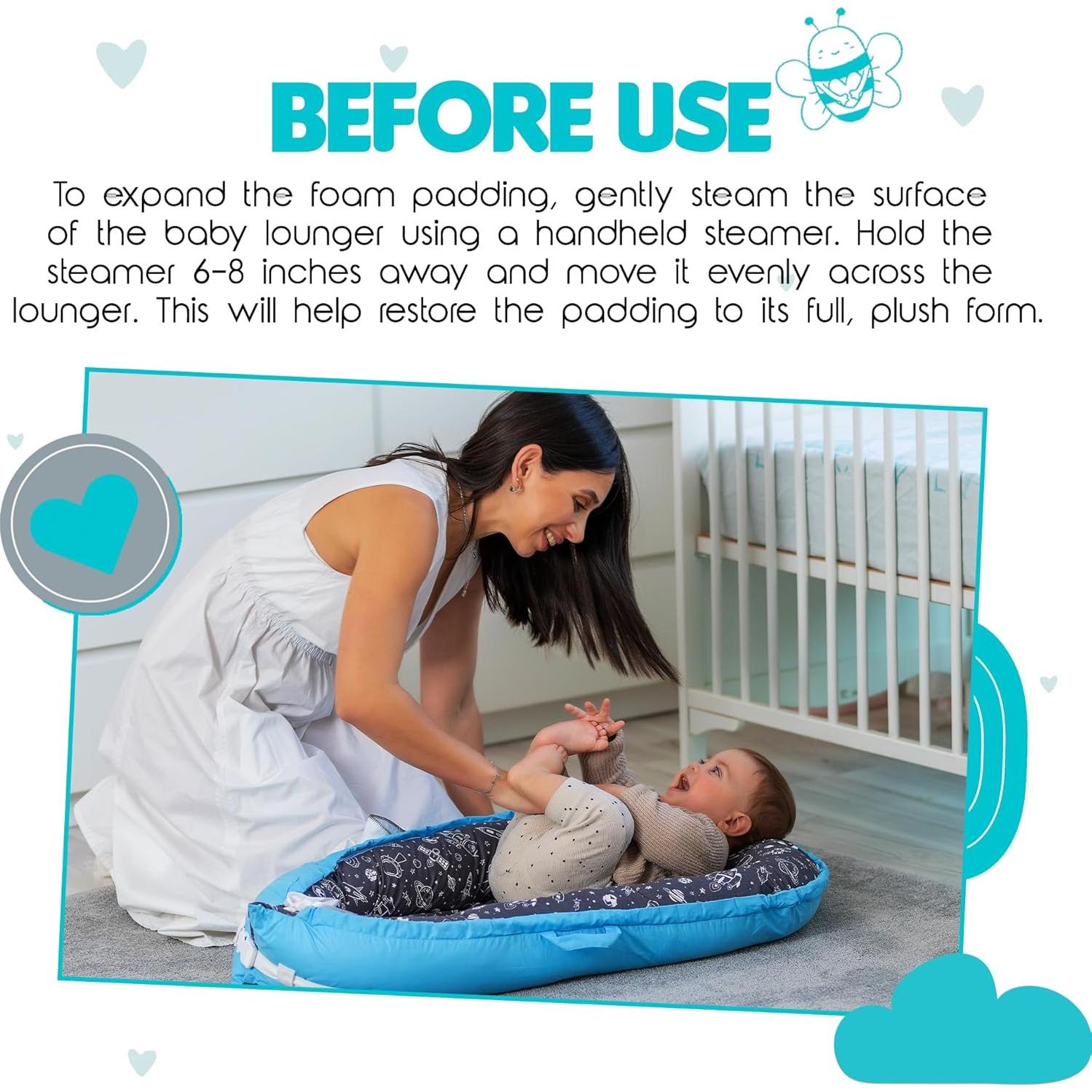 Cuna para Bebés Beeezy Buddies Azul/Gris 0-24 Meses Portátil