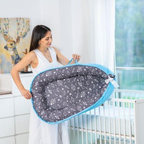 Cuna para Bebés Beeezy Buddies Azul/Gris 0-24 Meses Portátil