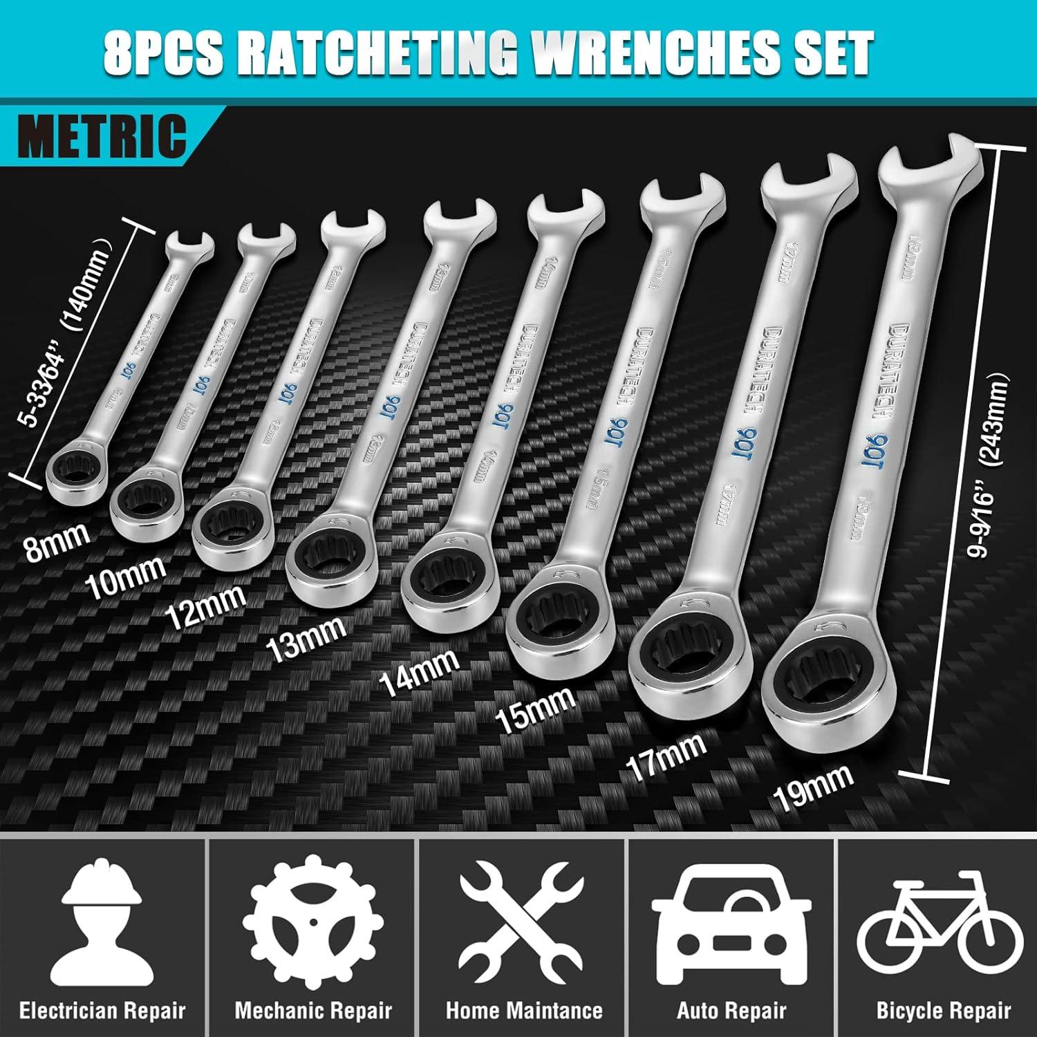 Juego de Llaves Combinadas 8 Piezas DURATECH 90 Dientes