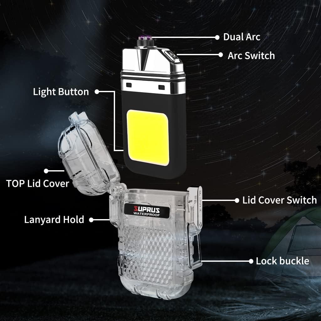 Encendedor Eléctrico SUPRUS Doble Arco Impermeable 3 Modos