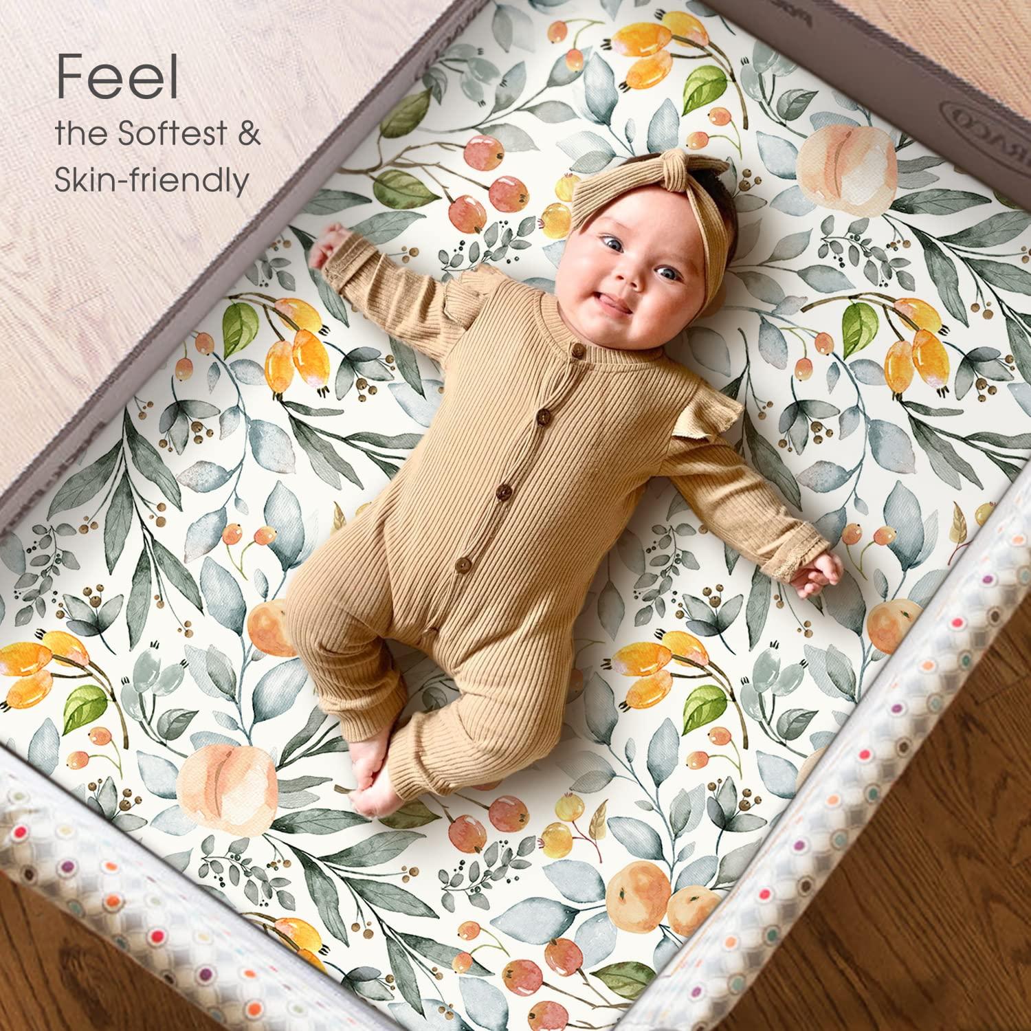 Juego de Sábanas Ajustadas GRSSDER para Mini Cuna 2 Piezas