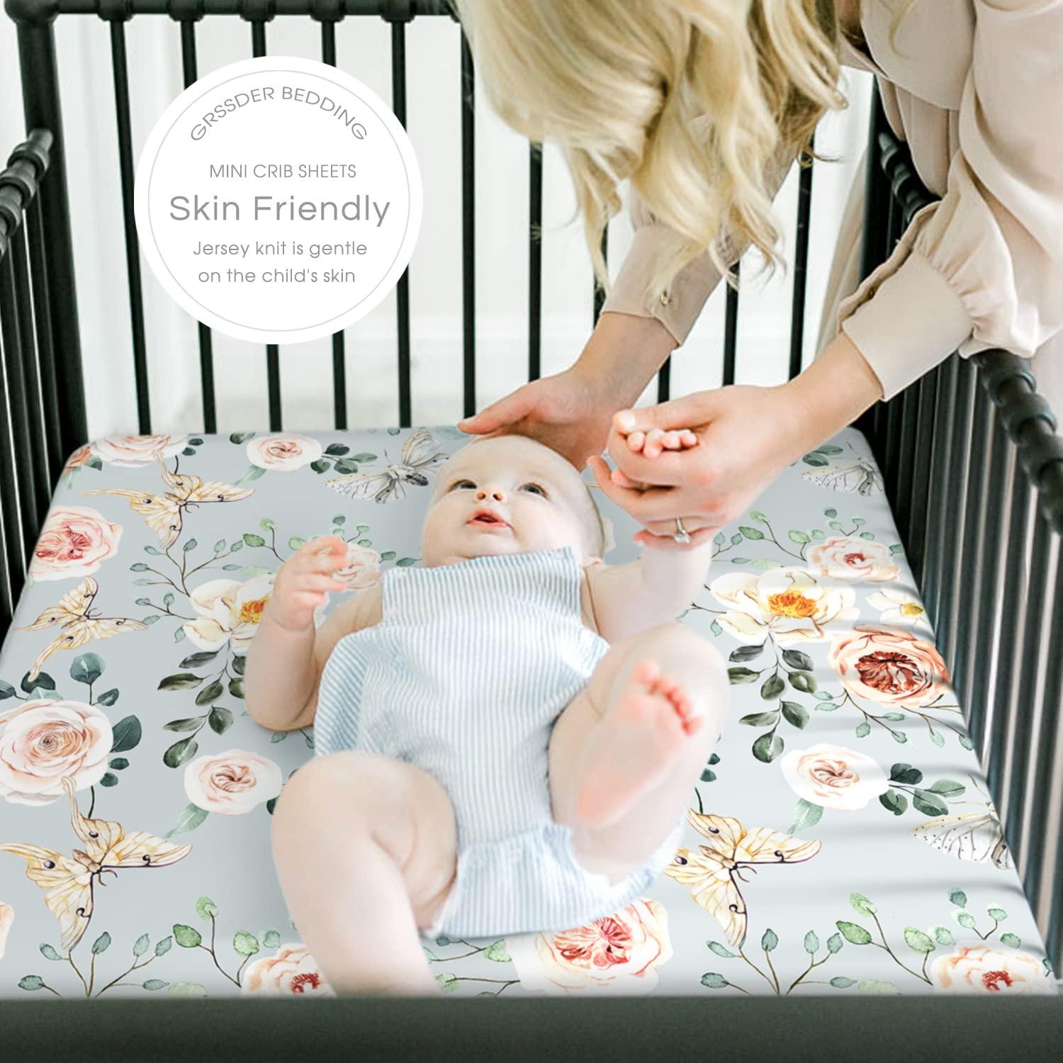 Juego de Sábanas Ajustadas GRSSDER para Mini Cuna 2 Piezas