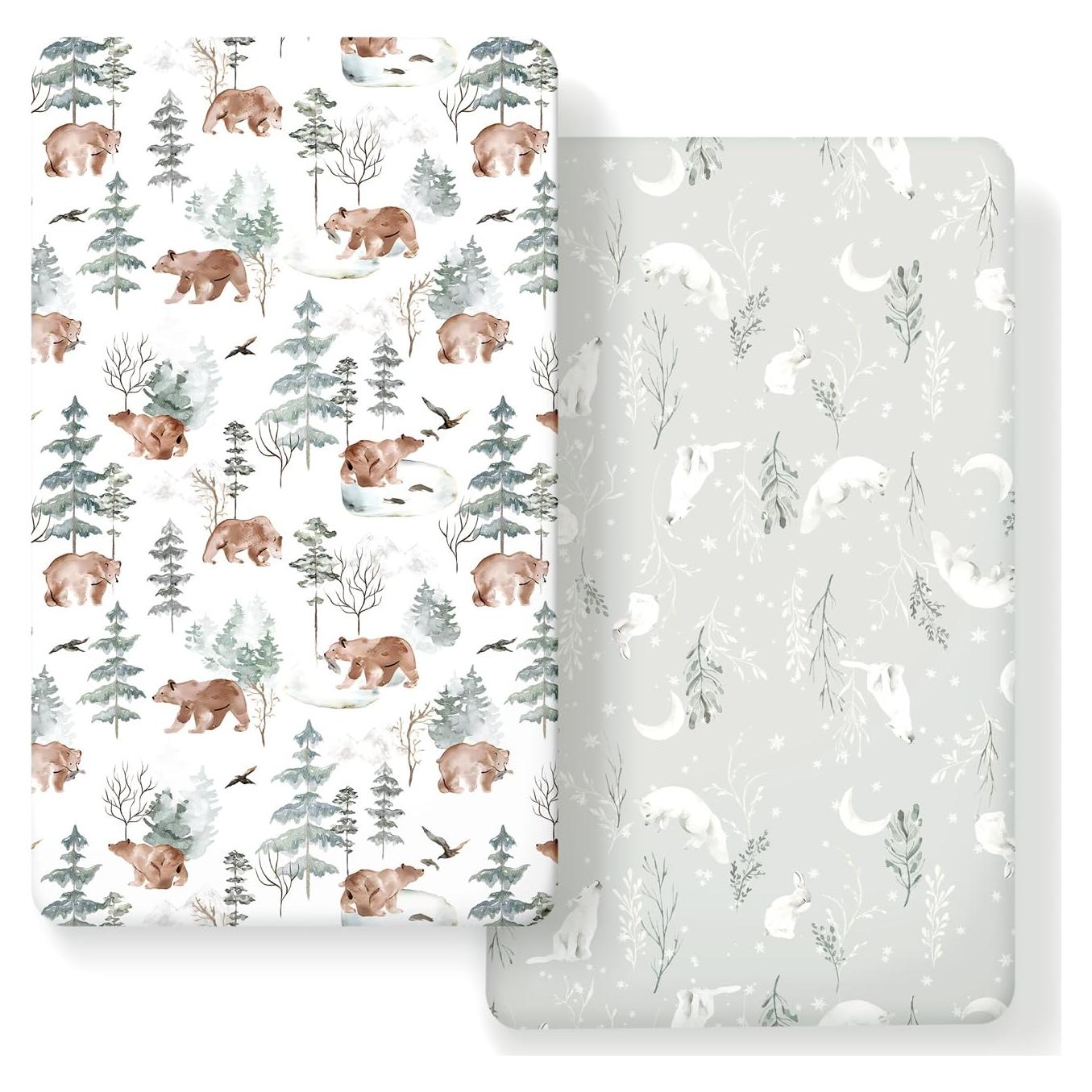 Juego de Sábanas Ajustadas Cuna GRSSDER 132x71 cm Osos y Lobos