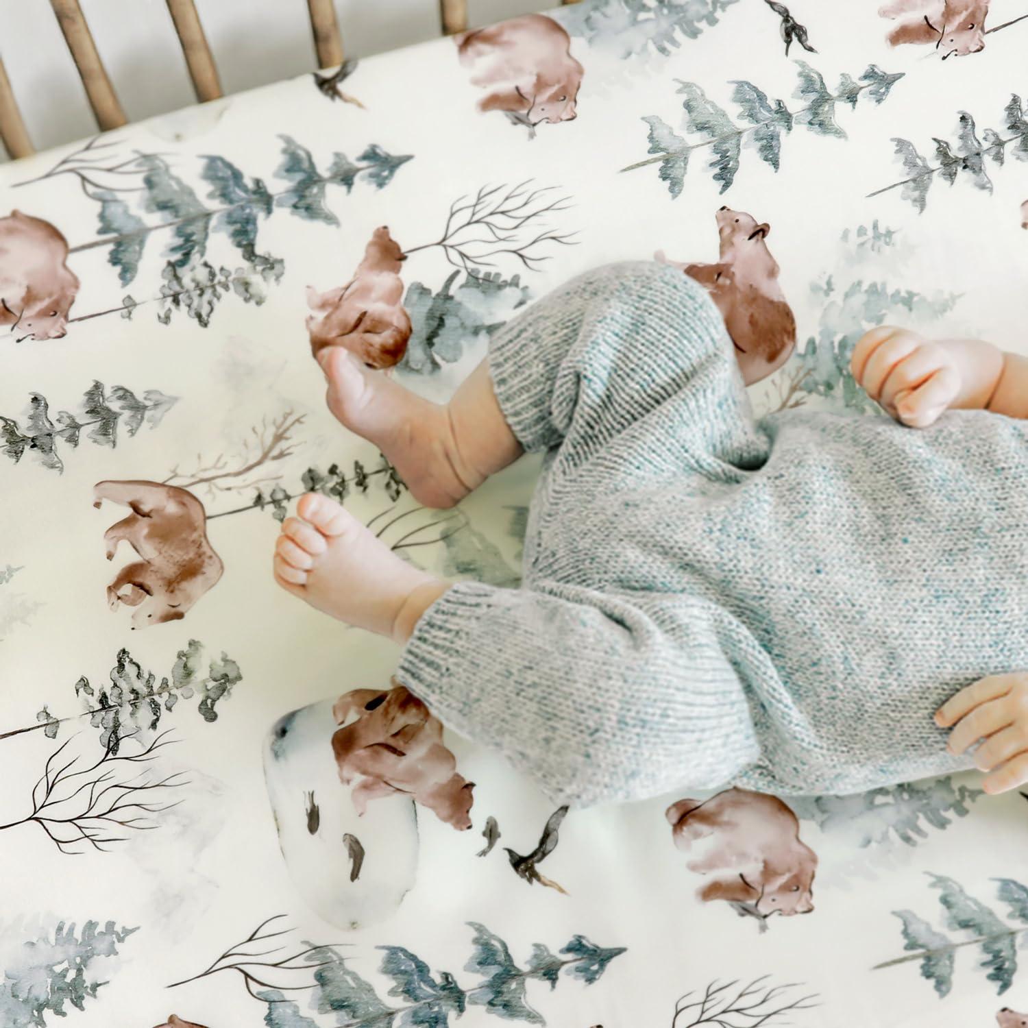 Juego de Sábanas Ajustadas Cuna GRSSDER 132x71 cm Osos y Lobos