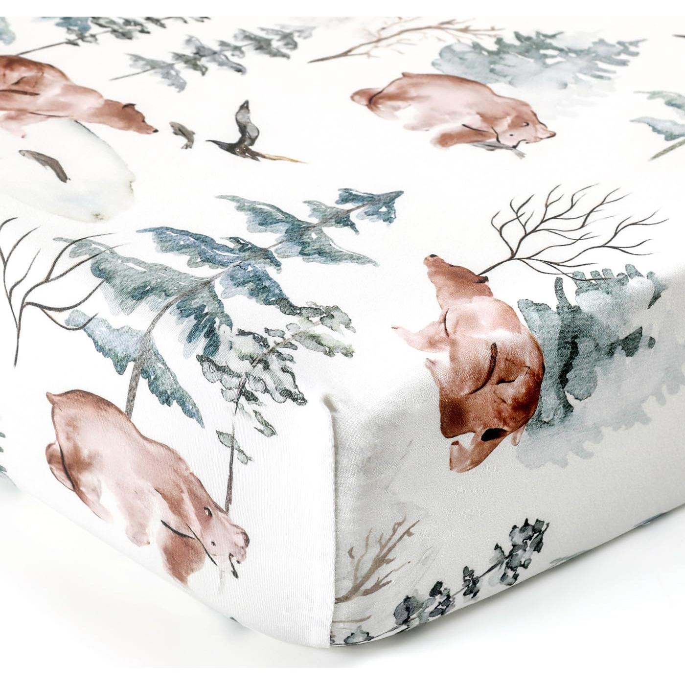 Juego de Sábanas Ajustadas Cuna GRSSDER 132x71 cm Osos y Lobos