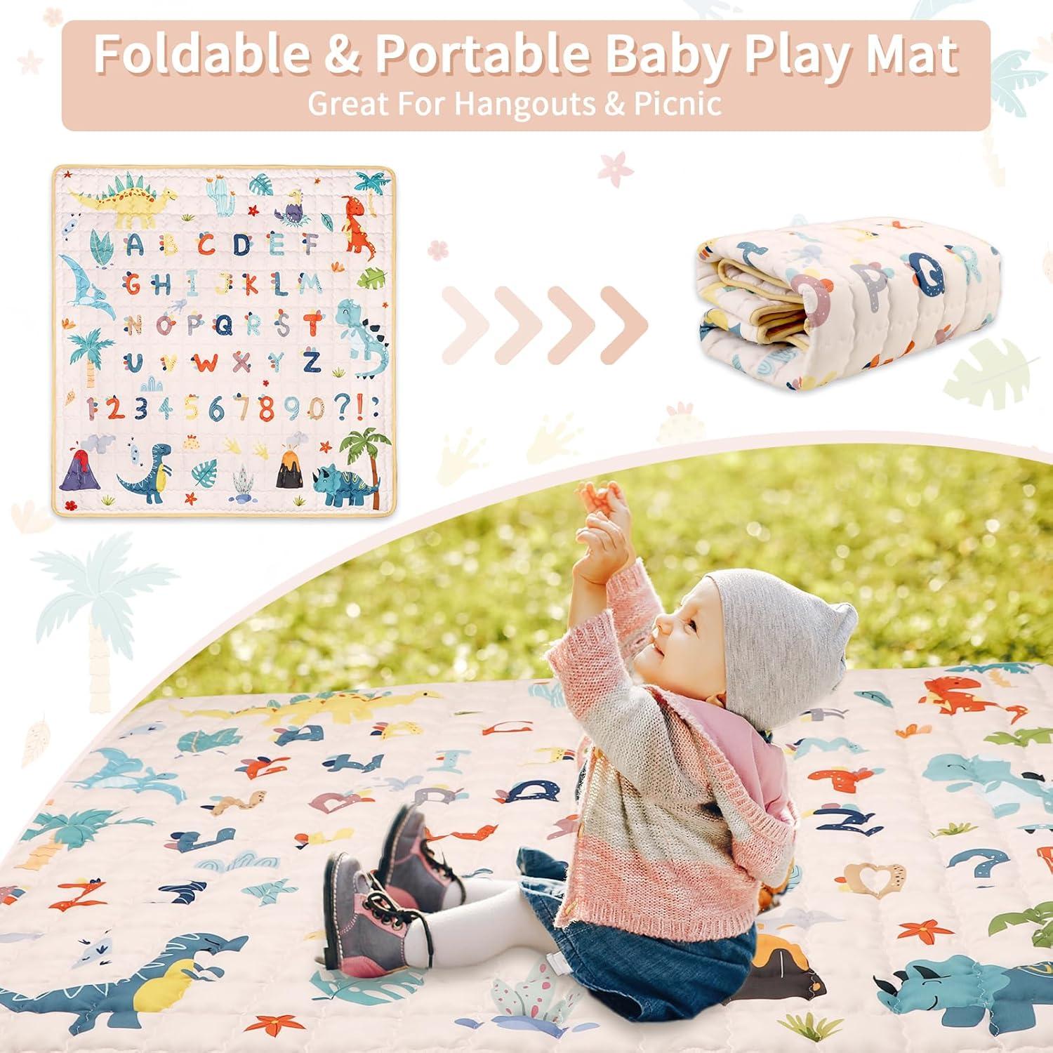 Alfombra de Juego Plegable JDT 127x127 cm Antideslizante Dinosaurio