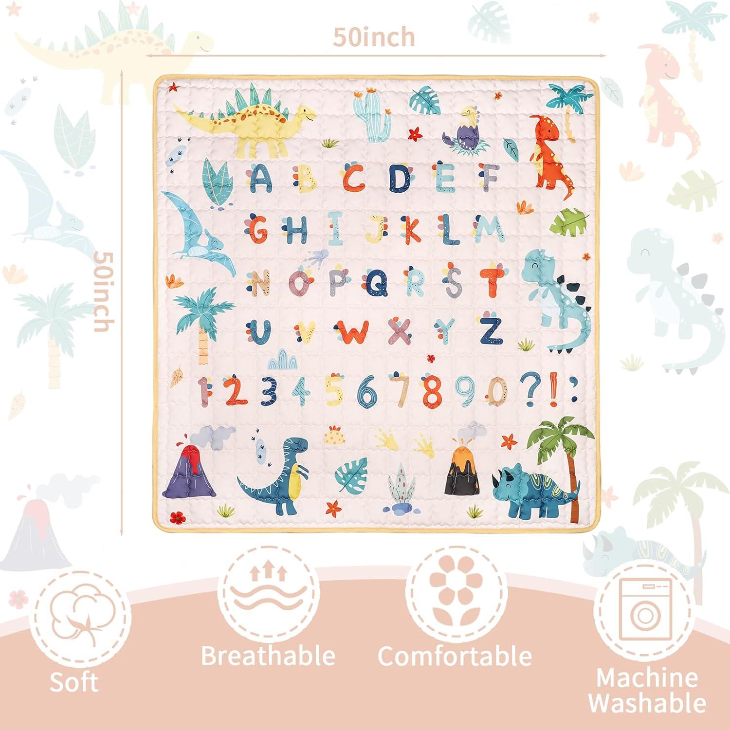 Alfombra de Juego Plegable JDT 127x127 cm Antideslizante Dinosaurio