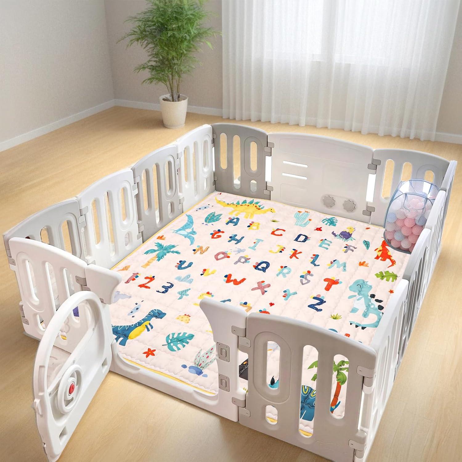 Alfombra de Juego Plegable JDT 127x127 cm Antideslizante Dinosaurio