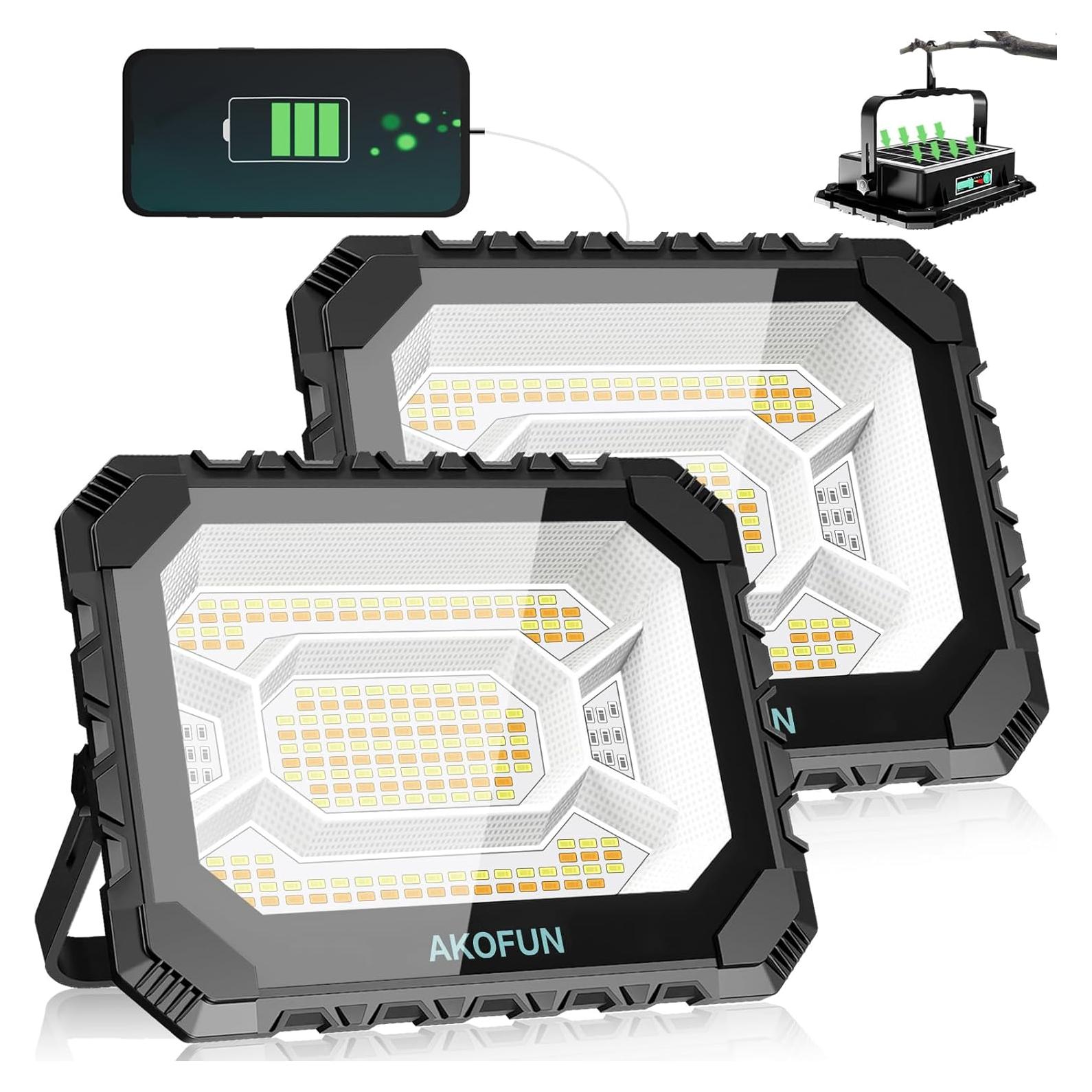Luz de Trabajo Solar Recargable AKOFUN 200W 16000LM IP66