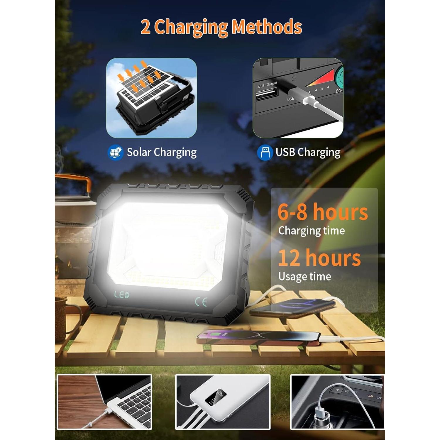 Luz de Trabajo Solar Recargable AKOFUN 200W 16000LM IP66