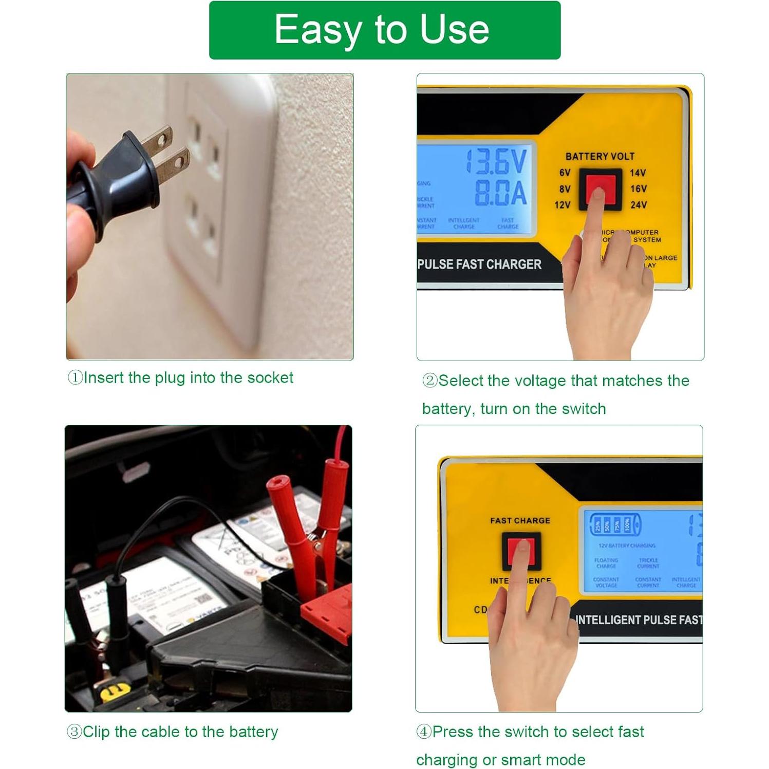 Cargador de Batería Automotriz JYEASTZ 6-24V 0-10A Inteligente