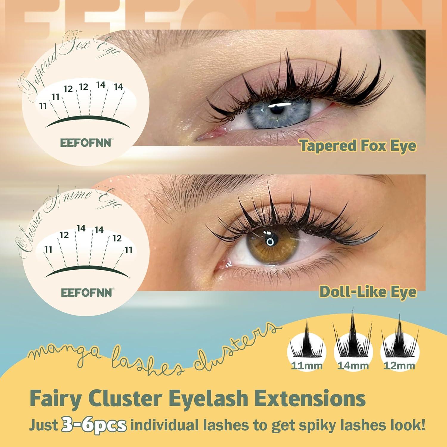 Grupos de Pestañas Espigadas Eefofnn - 3 Piezas Naturales