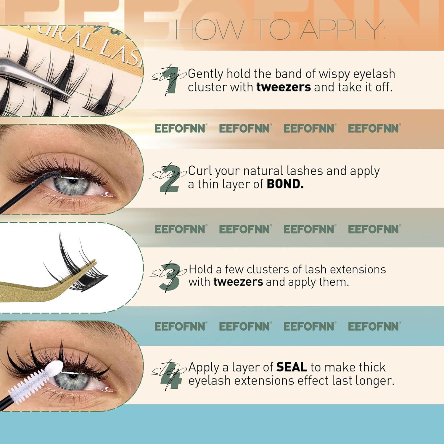 Grupos de Pestañas Espigadas Eefofnn - 3 Piezas Naturales