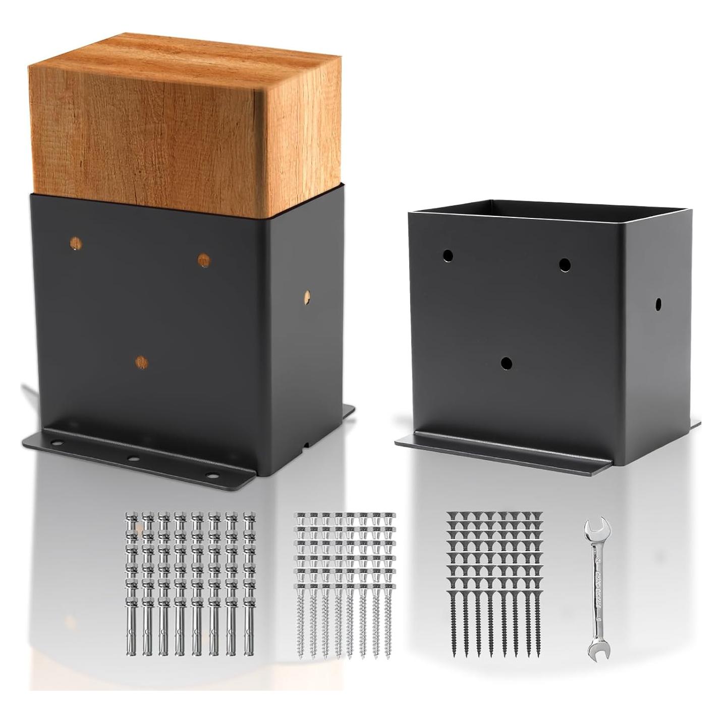 Base de Poste de Acero 4x6 AXWHYS - Soporte para Deck y Cercas