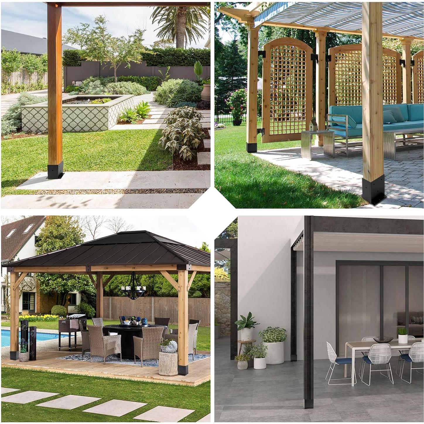 Base de Poste de Acero 4x6 AXWHYS - Soporte para Deck y Cercas