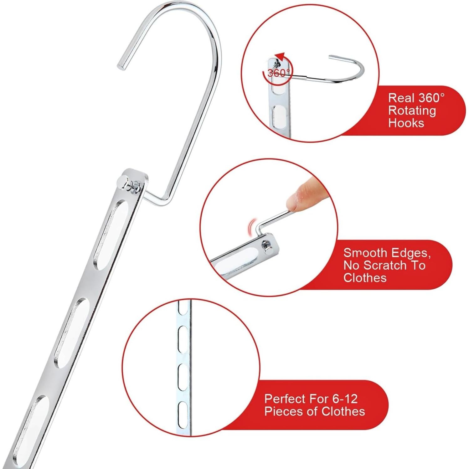 Perchas Ahorradoras de Espacio Genérico 3 Paquetes Metal 25.9cm