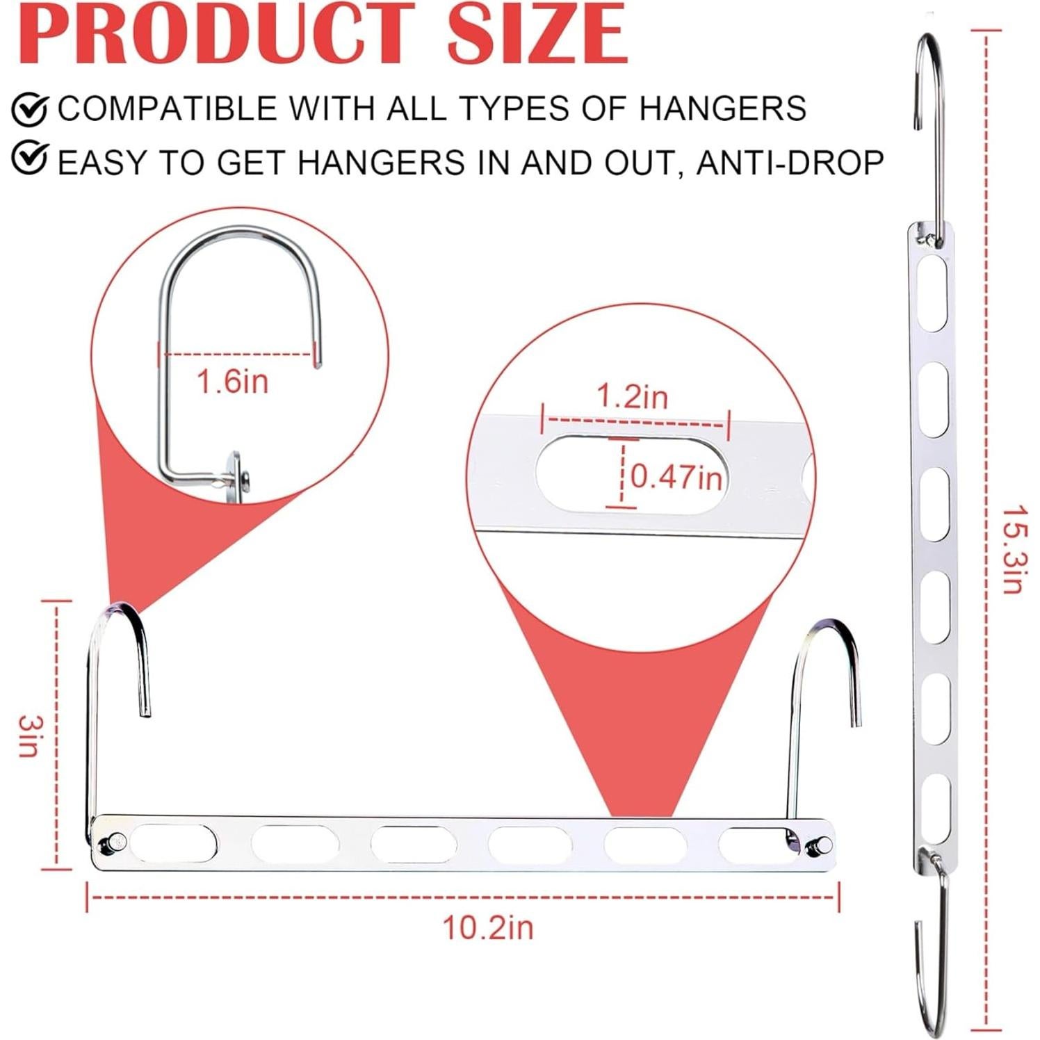Perchas Ahorradoras de Espacio Genérico 3 Paquetes Metal 25.9cm