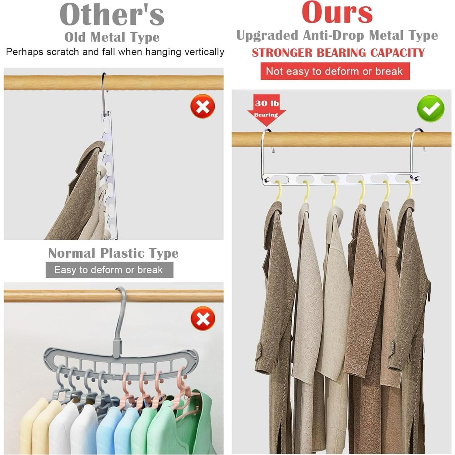 Perchas Ahorradoras de Espacio Genérico 3 Paquetes Metal 25.9cm