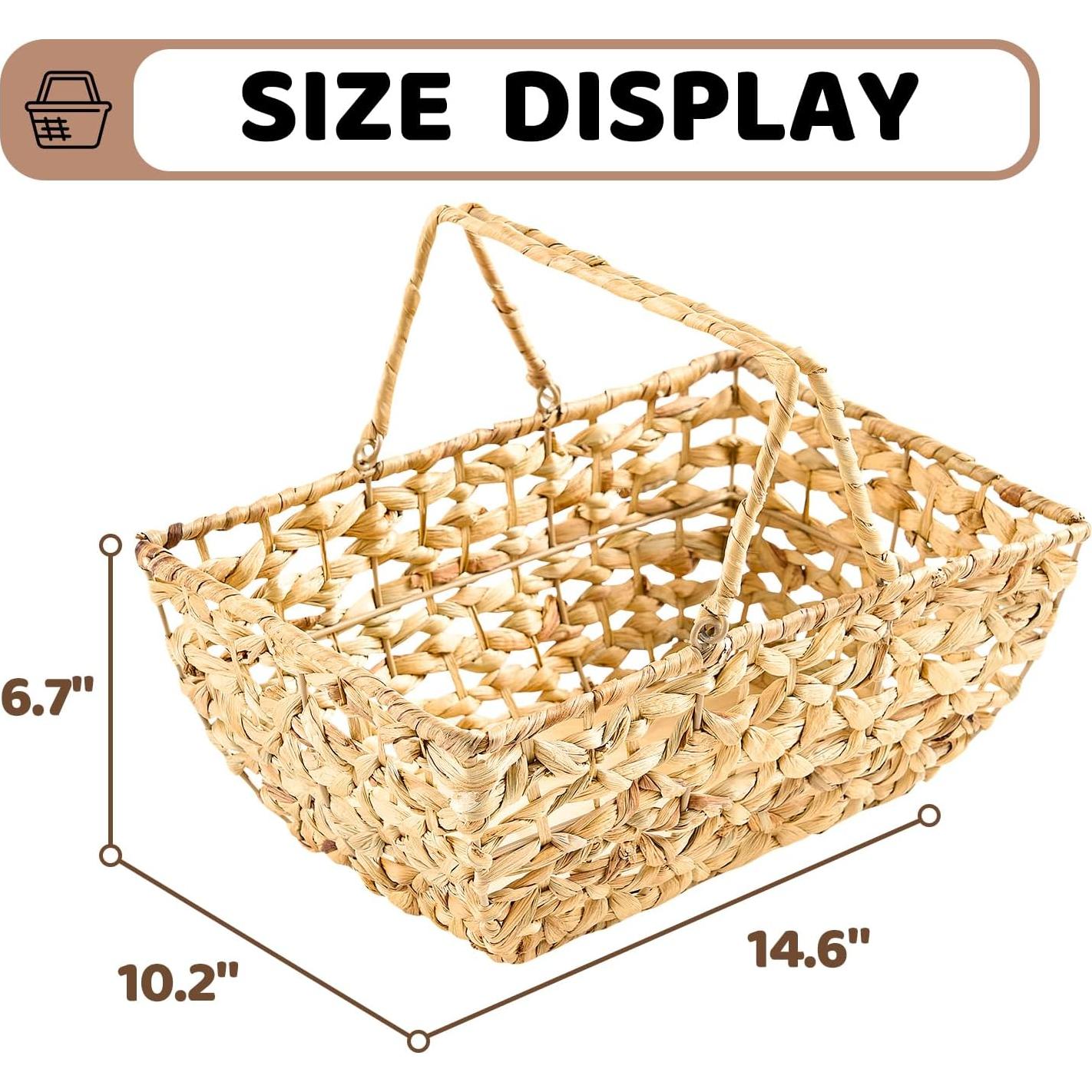 Cesta de Picnic de Mimbre Edergoo con Base de Madera 37x26x17cm