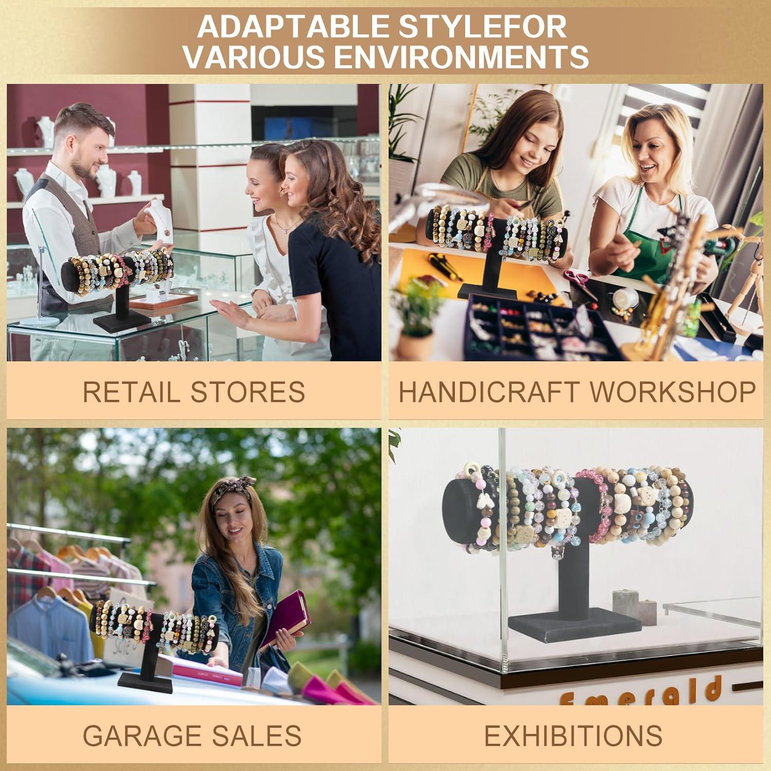 Soporte de Joyería T-Bar TENINYU Terciopelo Negro 22.86x13.97cm