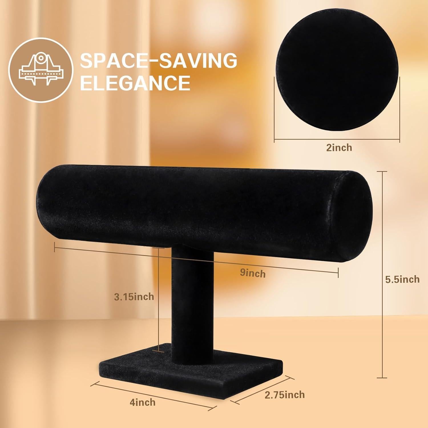 Soporte de Joyería T-Bar TENINYU Terciopelo Negro 22.86x13.97cm