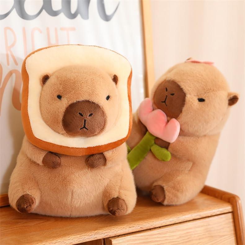 Almohada de peluche Capibara LVQING 28 cm con flores