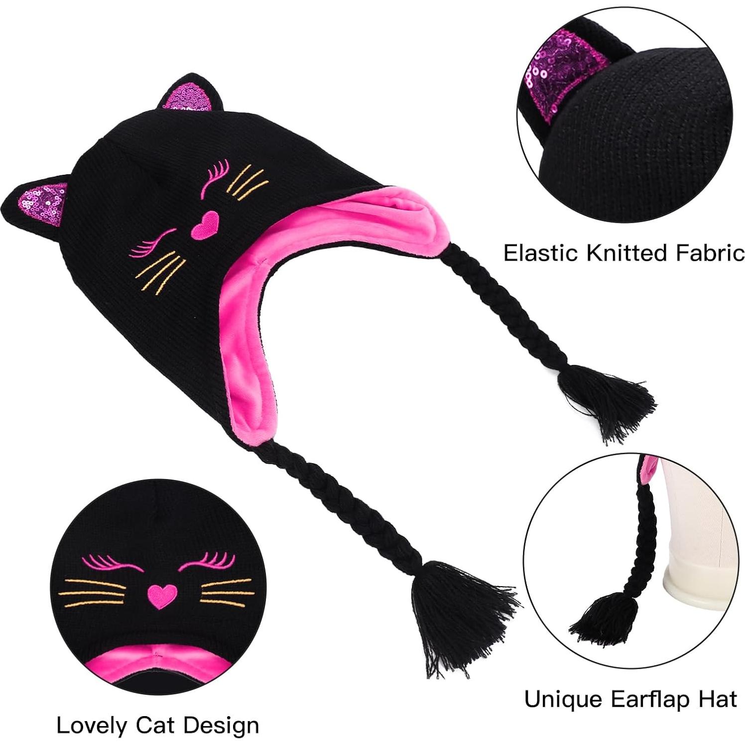 Gorro de Invierno con Orejas de Gato para Niñas 3-7 Años