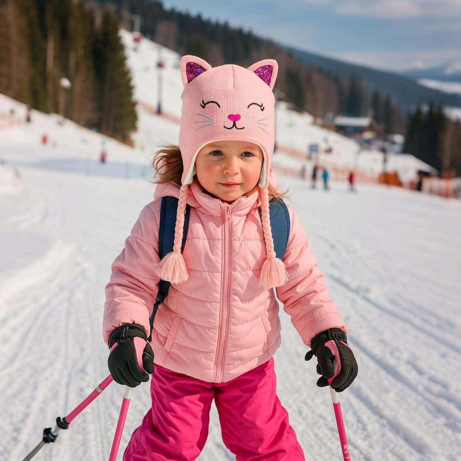 Gorro de Invierno con Orejas de Gato para Niñas 3-7 Años