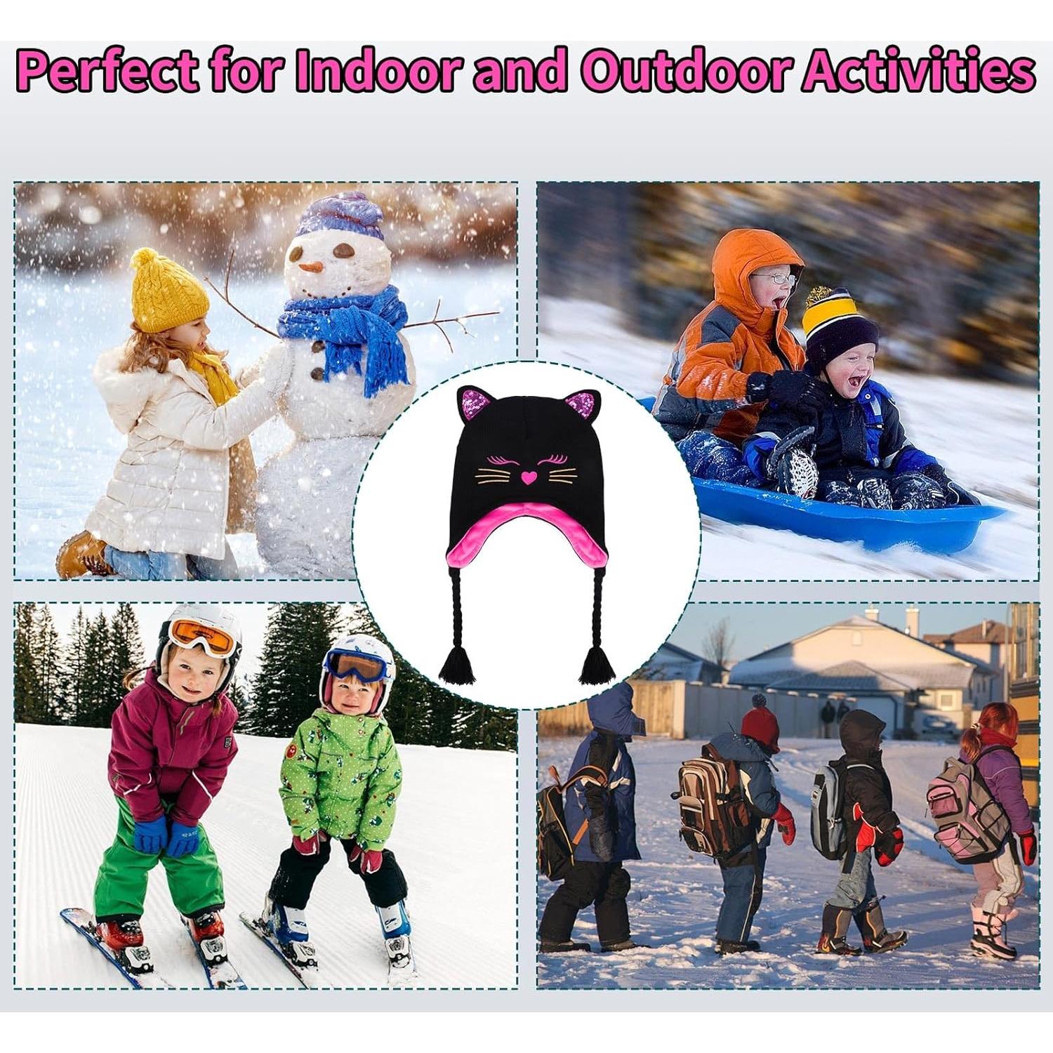 Gorro de Invierno con Orejas de Gato para Niñas 3-7 Años