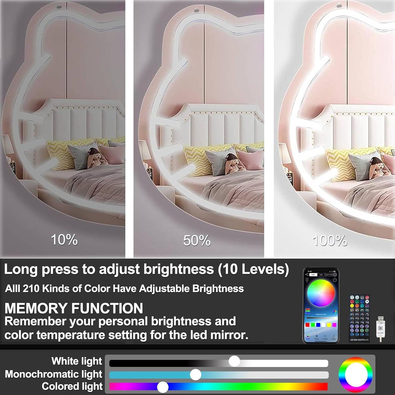 Espejo de Tocador Dimmable UIWEBABA Hello Kit LED Acrílico 40.6x35.8cm