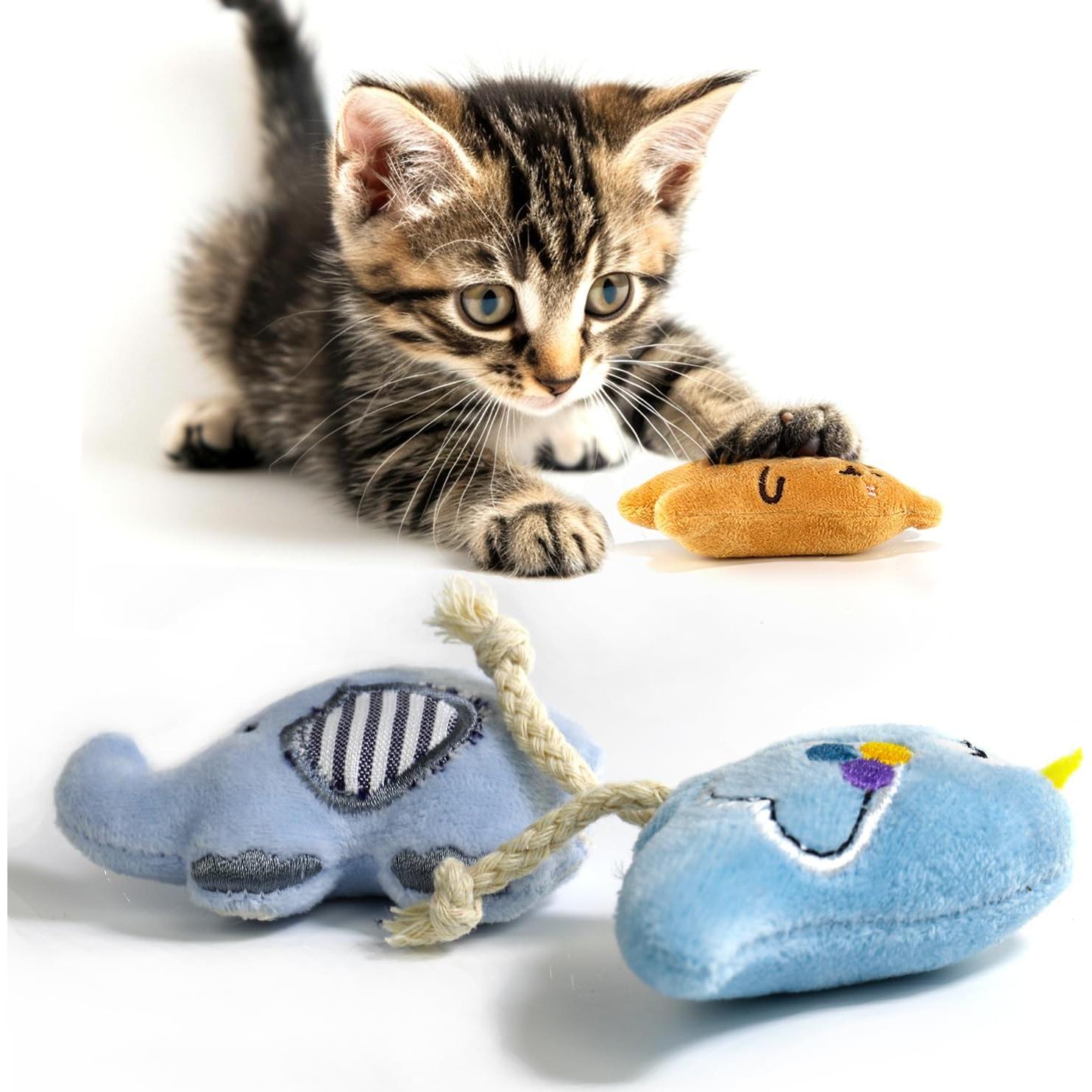 Juguetes para Gatos AZOFFYIU - Paquete de 6 Catnip Suaves