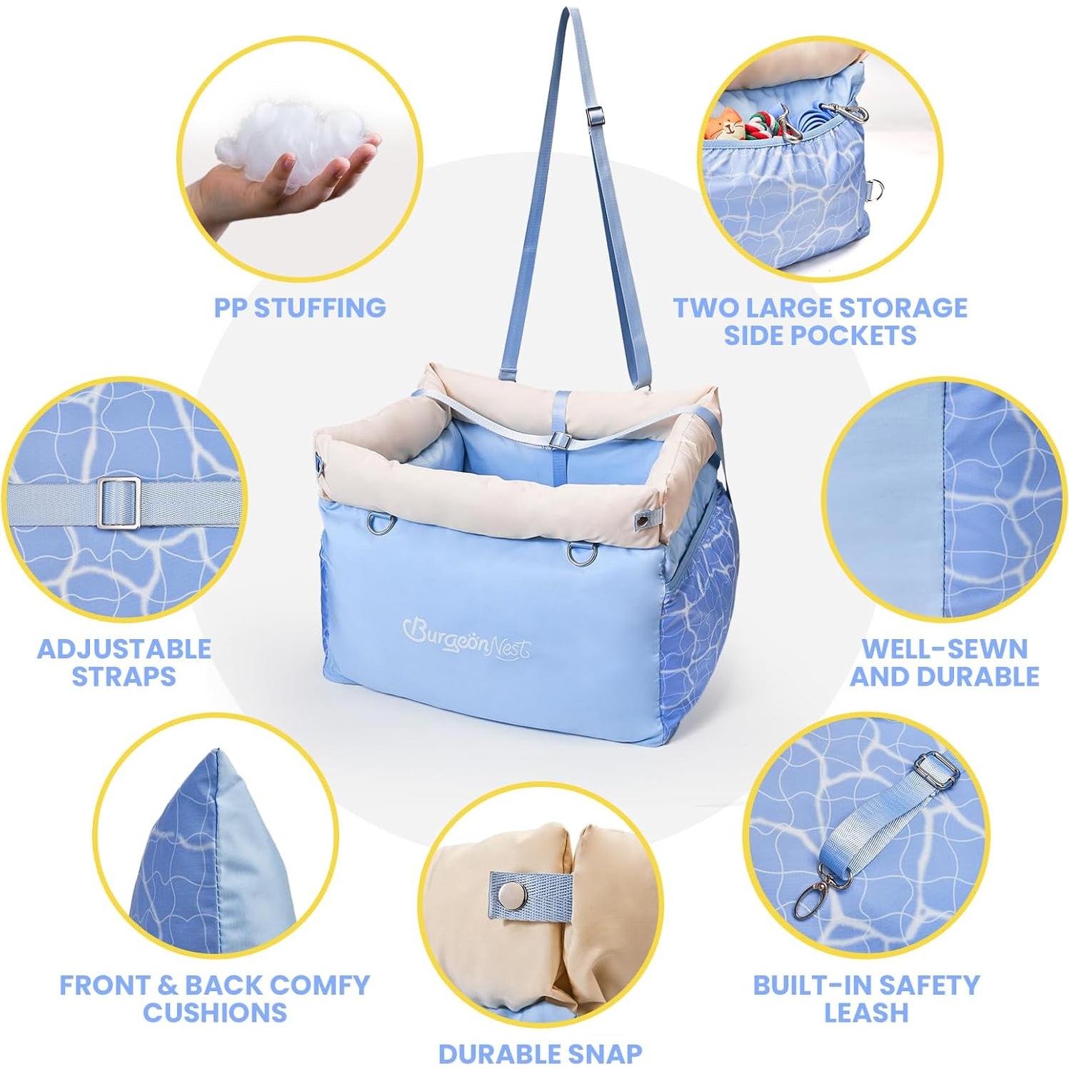 Asiento de Coche para Perros BurgeonNest Azul 47x43 cm