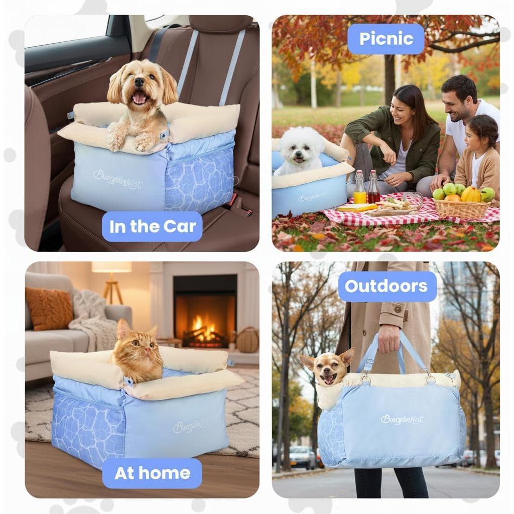 Asiento de Coche para Perros BurgeonNest Azul 47x43 cm