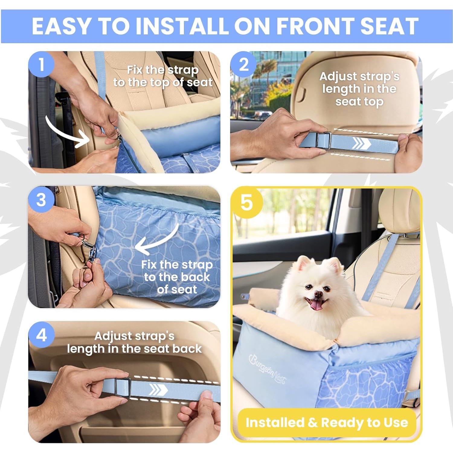 Asiento de Coche para Perros BurgeonNest Azul 47x43 cm
