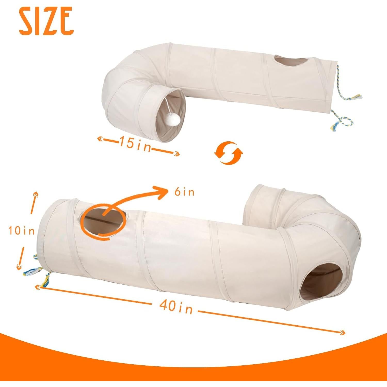 Túnel para Gatos PAOPO B-Jtunnel Beige 101.6x25.4cm