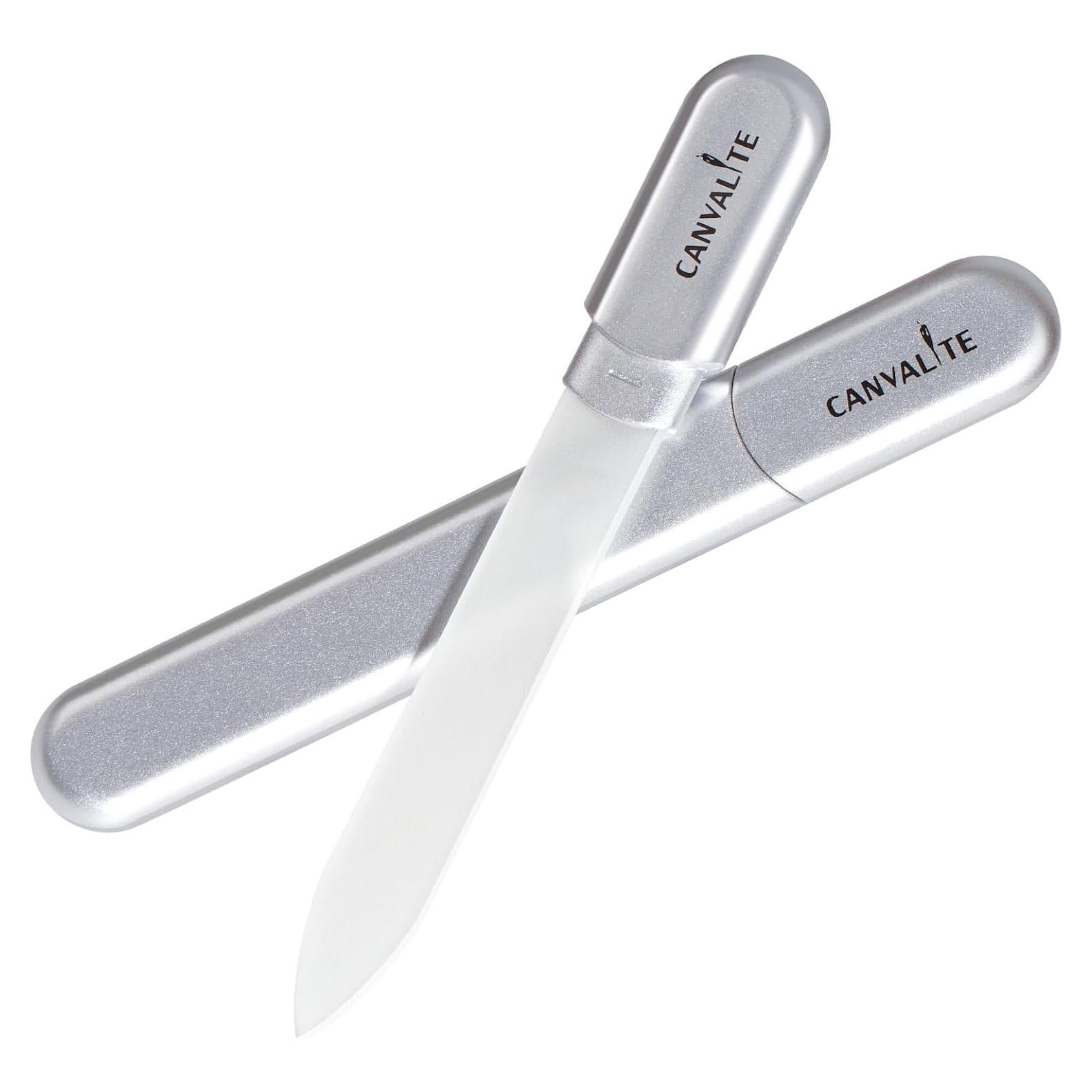 Lima de Uñas de Cristal CANVALITE Doble Cara 15.4cm Plata
